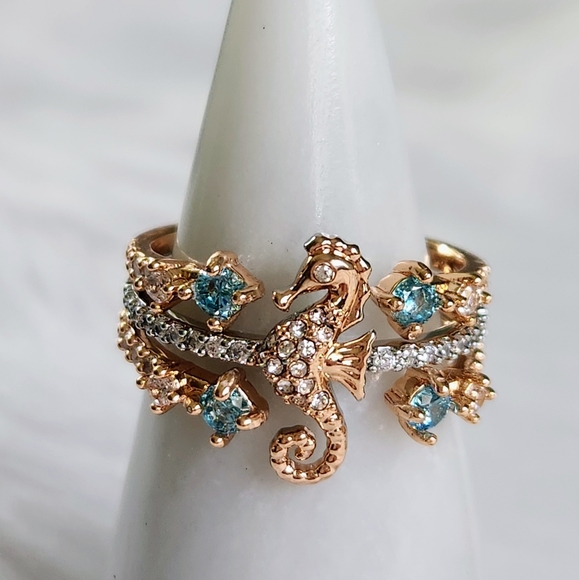 NWT Bomb Party 'Shimmering Seas' Atlantis Mixed Metal Set of 3 Rings - S… - Picture 2 of 9